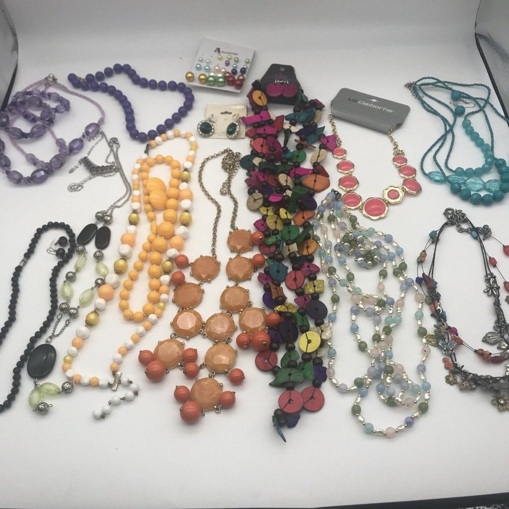 Costume Jewelry Bead Lot Colorful Necklaces Earrings Bracelets